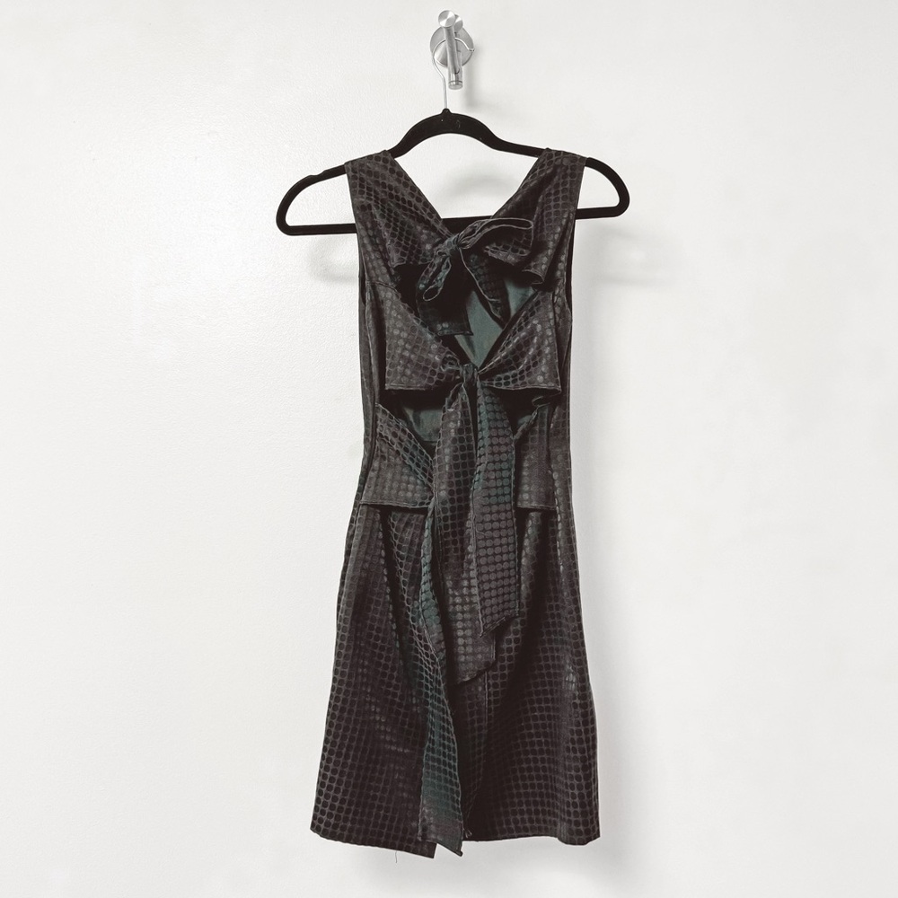 C Luce Holiday Chic‎ Triple Tie Bow Open Back Polka Dot Mini Dress Black Dress